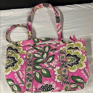 Floral Pink and Green Tote Bag